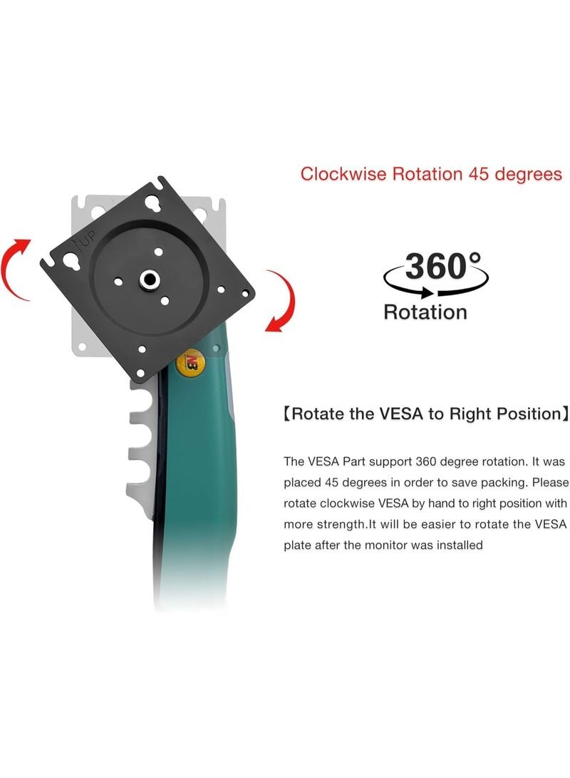 northbayou F80 Universal Single Arm Gas Spring Monitor Mount with Full Motion Swivel for 17-30 Inch Screens - Image 2